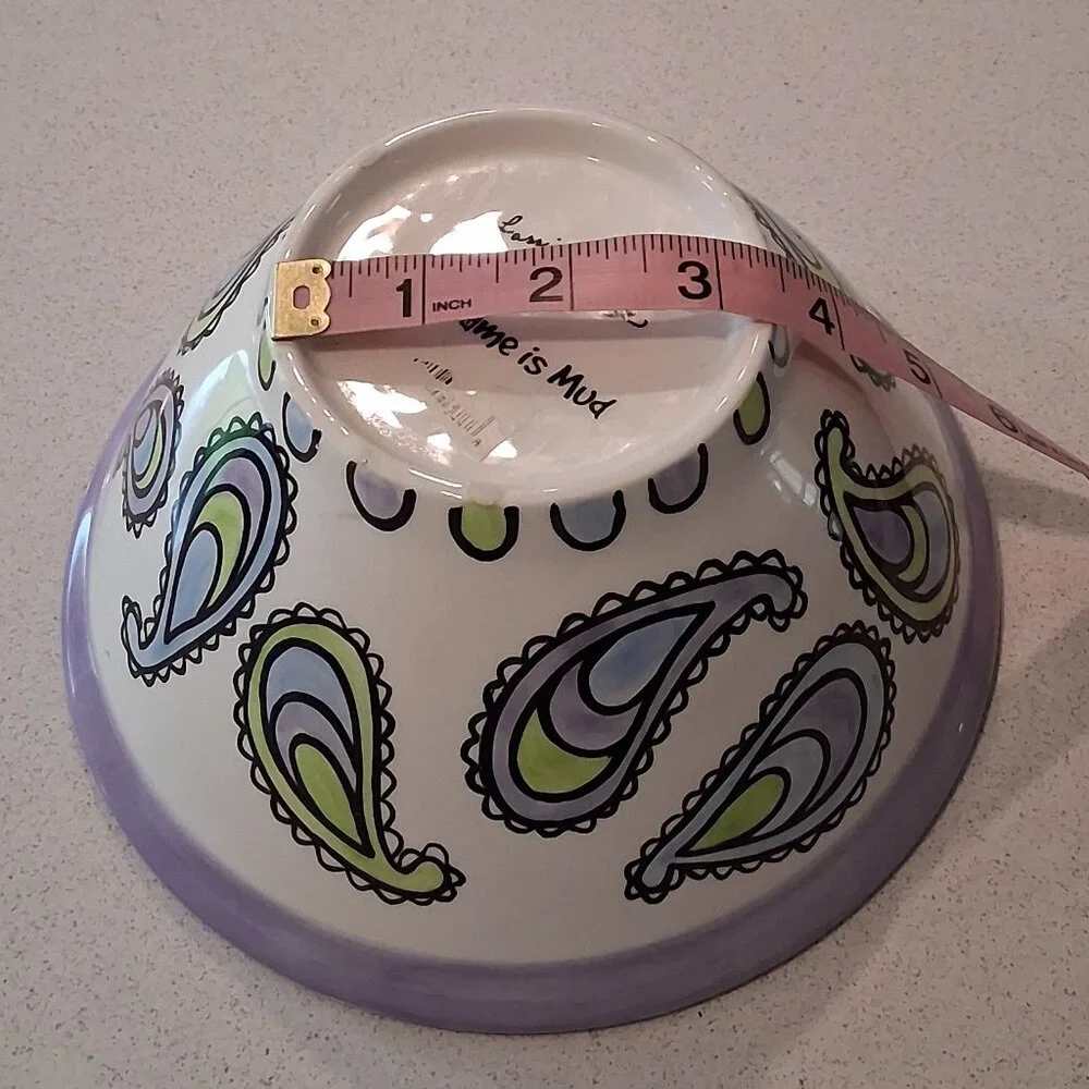 Lorrie Veasey Our Name is Mud Purple Paisley Feline Groovy Bowl